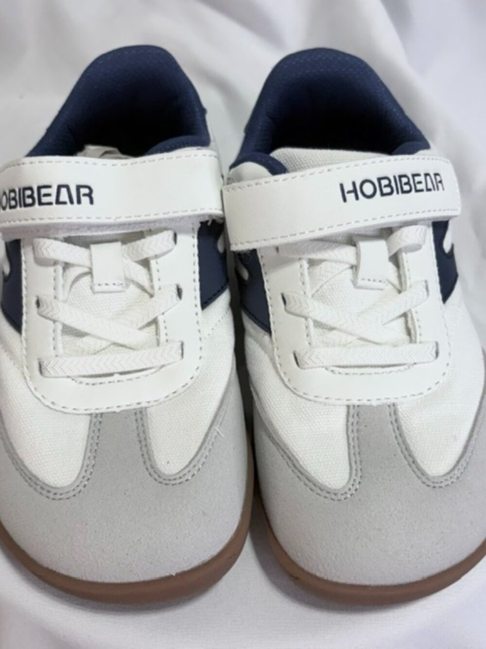 NWT HOBIBEAR Kids Wide Barefoot Sneakers White Blue EUR 31 / US 13-13.5
